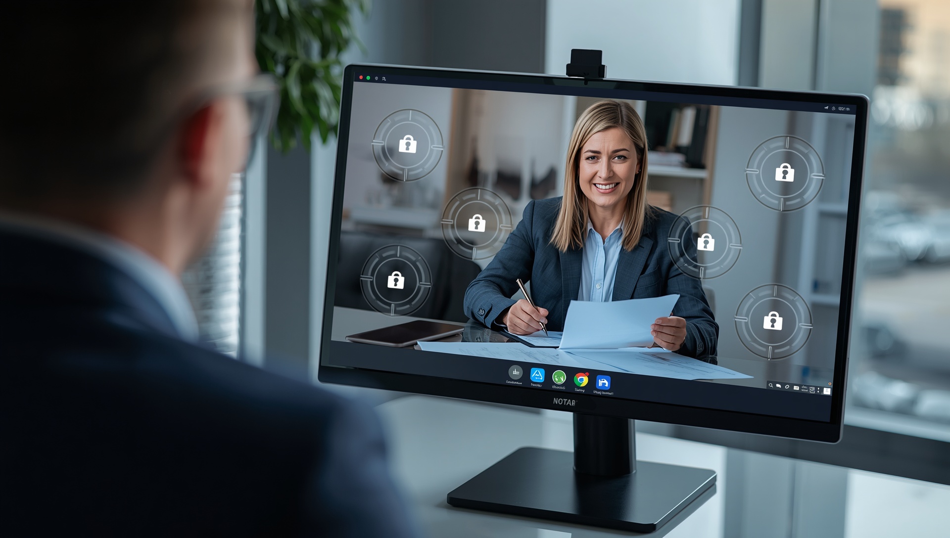 Online notary verifying a client's identity during a remote notarization session
